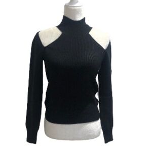 ASTR The Label black ribbed sweater cut out shoulders Small New with Tags